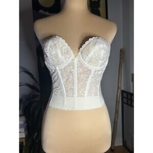 Vintage 80s White Lace JC Pennny Corset Adonna Bra S 34B Coquette Festival Bride